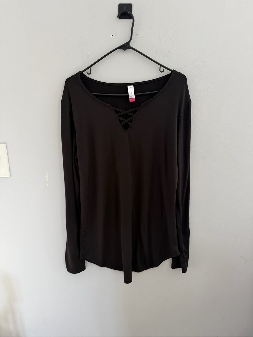 No Boundaries Black Long Sleeve Crisscross V-Neck Top
